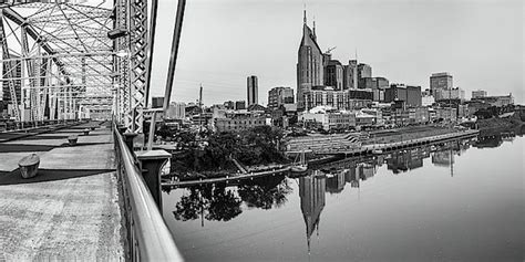 Nashville Skyline Panorama From The John Seigenthaler Pedestrian Bridge