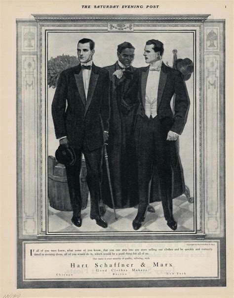 Hart Schaffner And Marx Ad 1911 Evening Attire White Tie White