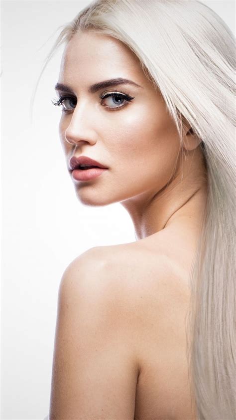 720x1280 Wallpaper White Hair Woman Model Turning Back Female