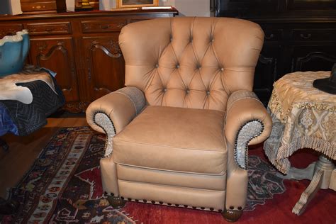 Leather And Gator Hide Churchill Tufted Recliner Chair 6622