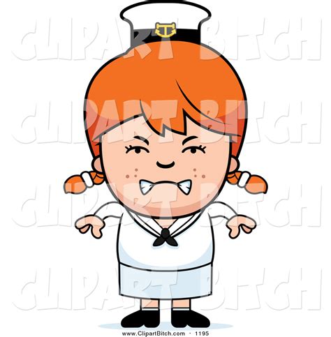 Clip Vector Cartoon Art Of A Mad Red Haired Sailor Girl By Cory Thoman