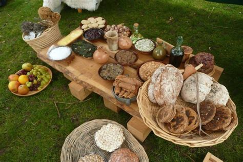Roman Food Display At Castle Park In Colchester