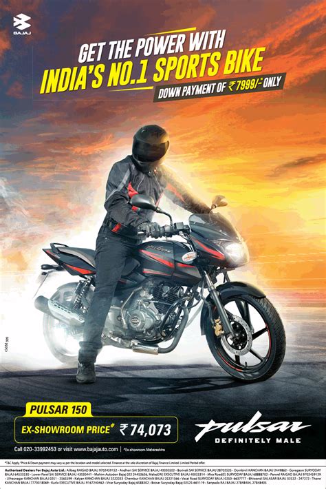 Bajaj Pulsar 150 Get Thepower With Indias No 1 Sports Bike Ad Advert