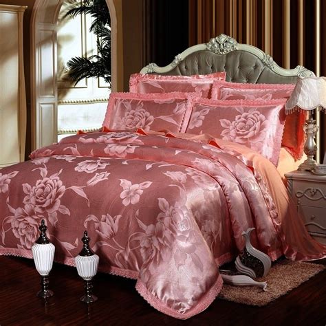 Luxury Dusty Pink Peony Flower Pattern Oriental Style Sparkle Fabric Lace Design Jacquard Satin