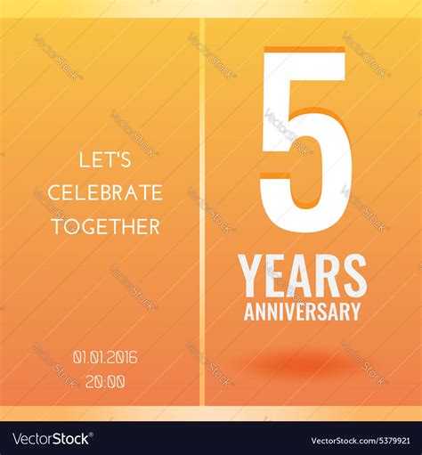 5th Years Anniversary Celebration Invitation Card Vector Image