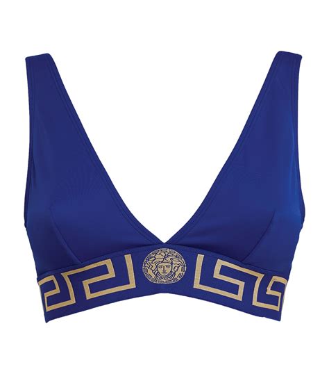 Versace Blue Greca Bikini Top Harrods Uk