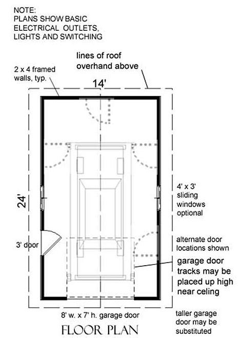 1 Car Automotive Lift Garage Plan 336 L 14x24 By Behm