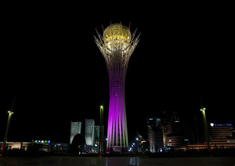 Baiterek Tower By Night In Astana Kazakhstan The