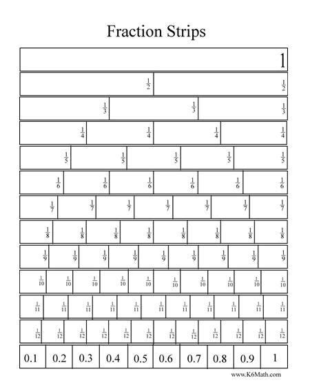 Free Printable Fraction Bars In Black And White And Also Color Math