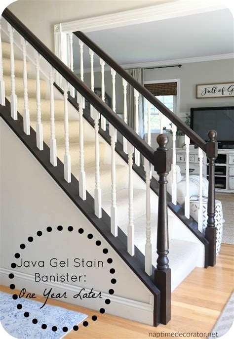 Java Gel Stained Banister One Year Update Stair Railing Makeover