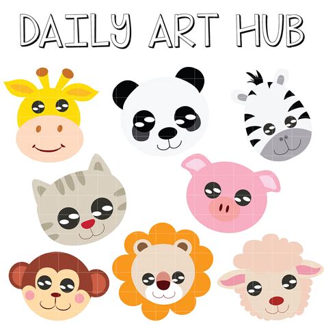 Animal Heads Clip Art Set Daily Art Hub Free Clip Art Everyday