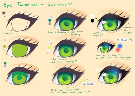 Pen settings for anime art in any style. Step by Step - Green Eye Tutorial by Saviroosje on DeviantArt in 2020 | Anime eye drawing ...