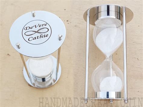 Personalized Chrome Hourglass Sand Timer Wedding Unity Sand Ceremony