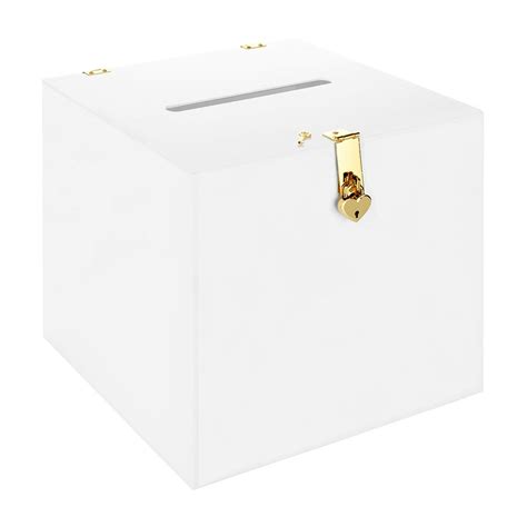 Koyal Wholesale White Acrylic Wedding Card Box With Slot And Gold