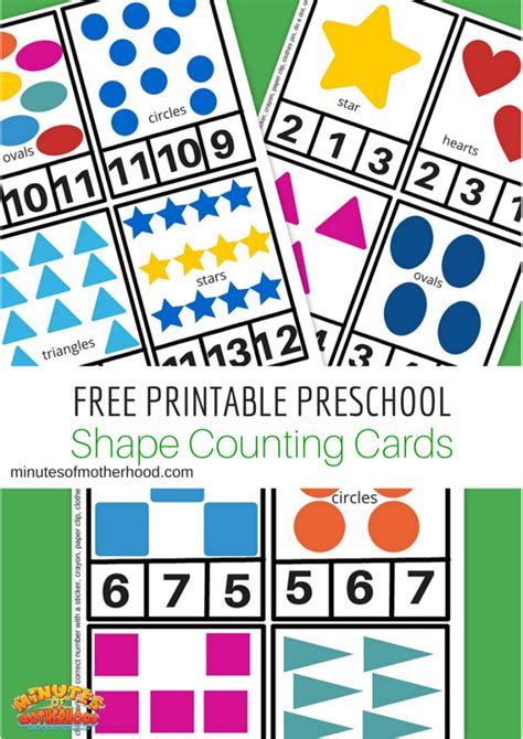 Free Printable Preschool Shape Clip Counting Cards And