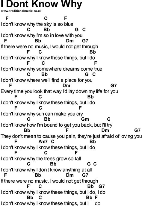 Bluegrass songs with chords - I Dont Know Why