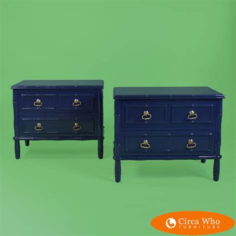 On sale for $648.00 original price $720.00 $ 648.00 $720.00. Pair of Faux Bamboo Blue Nightstands | Circa Who
