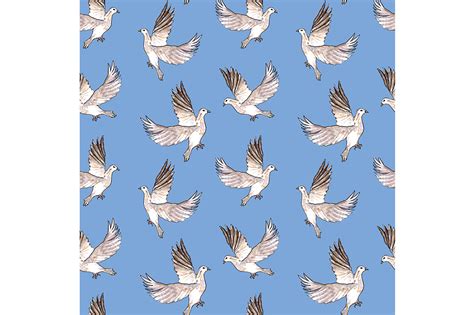 Seamless Pattern With Pigeons Graphic By Kakva · Creative Fabrica
