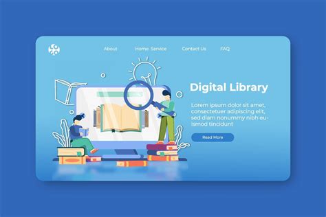 Modern Flat Design Vector Illustration Digital Library Landing Page And Web Banner Template E
