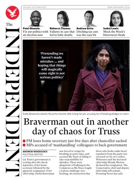 Independent Front Page 20th Of October 2022 Tomorrow S Papers Today