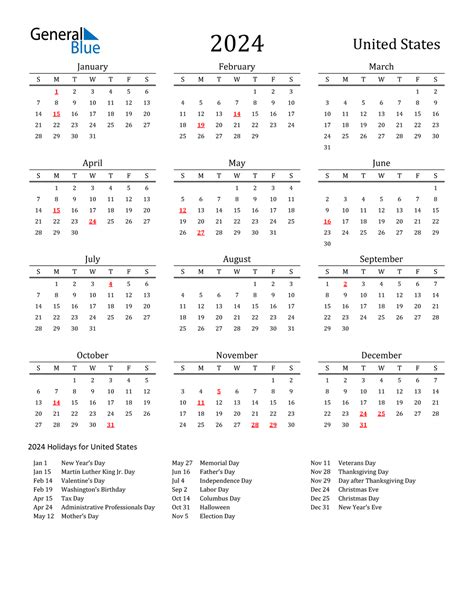 2024 Calendar Usa Bimcal Free Printable Calendar With Holidays For