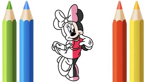 Menggambar Dan Mewarnai Karakter Minnie Mouse Mudah Untuk Anak Anak