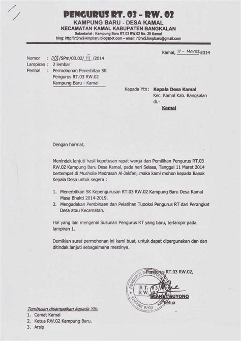 Contoh Surat Permohonan Pergantian Ketua Rt