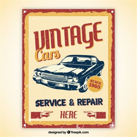 Vintage Cars Poster Vector Premium Download