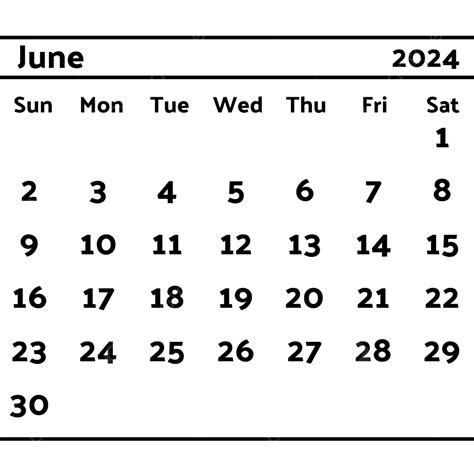 2024 Calendario Junio Negro Vector Png Calendario 2024 Calendario