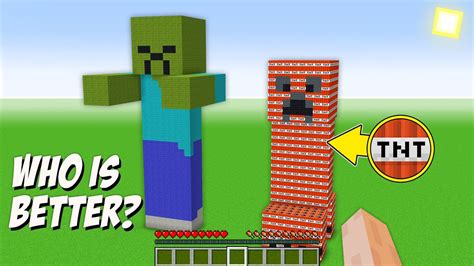 Which Mob Is Better In Minecraft Giant Zombie Vs Giant Tnt Creeper In