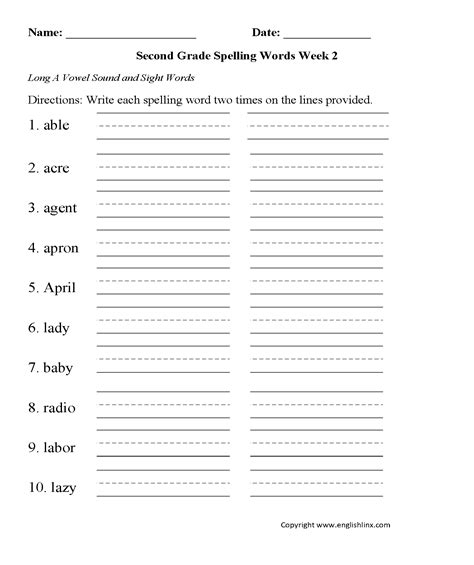 Teachers, save 3rd grade benchmark, unit 3, week 1 spel… to assign it to your class. Spelling Worksheets | Second Grade Spelling Worksheets