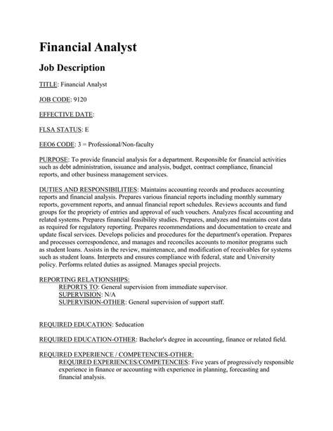 Job descriptions » finance job descriptions » responsibilities of a financial reporting analyst. Financial Analyst Job Description