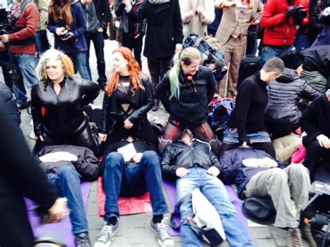 Scene Of Face Sitting Protest At Uk Parliament Over New Porn Laws Via
