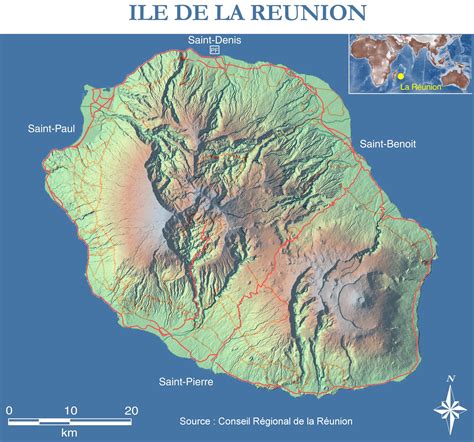 Tourism, hotels, how to get, flights, what to visit, tourist attractions, what to the island of guadeloupe (guadeloupe) is a french overseas department located in the caribbean. Landkarte Réunion (Topographische Karte) : Weltkarte.com ...