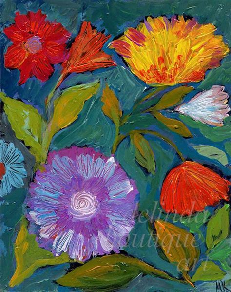 Abstract Floral Painting Bold Flowers Art Print X Contemporary Bohemian Floral Art For Home