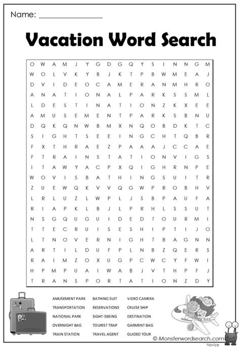 Vacation Word Search Fun Worksheets For Kids Word Find Worksheets