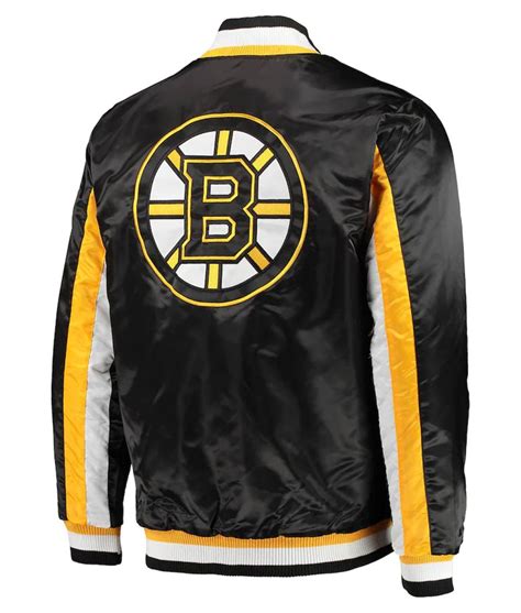 Starter Varsity Satin Blackyellow Boston Bruins The Ace Jacket