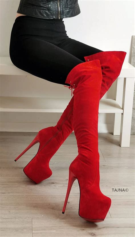 Red High Heel Over The Knee Boots Over The Knee Boots Knee Boots