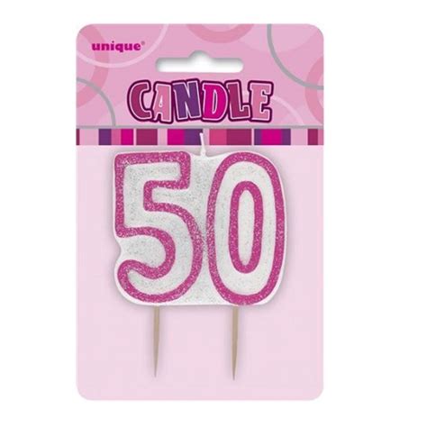 Pink Glitz Number 50 Candle 50th Birthday Cake Candles Birthday