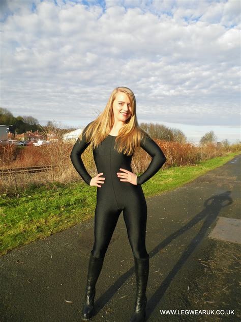 The Spandex Statement Black Spandex Footed Catsuit From Legwearuk