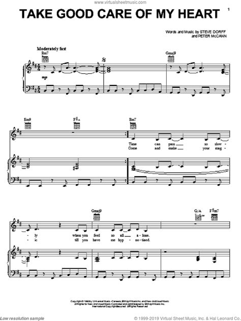 Houston Take Good Care Of My Heart Sheet Music For Voice Piano Or Guitar