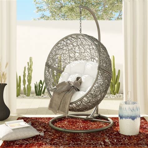 4.7 cheap soft pumpkin double swing chair with stand. Round Swing Wicker Chair with Stand - Hanging Chairs