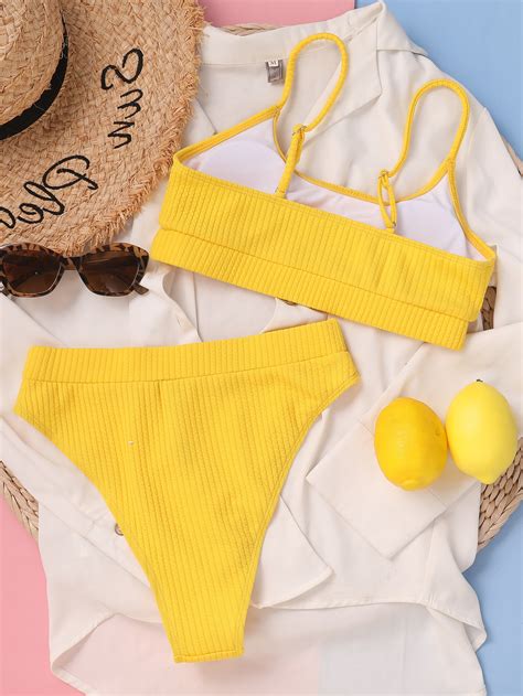 Bikinis und Badeanzüge 2024 Sexy Gelber Bikini 2023 Hohe Taille