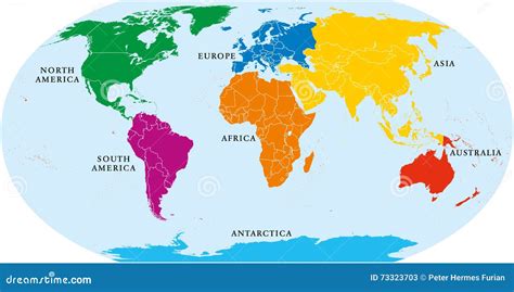 Mapa Do Mundo De Sete Continentes Ilustra O Do Vetor Ilustra O De