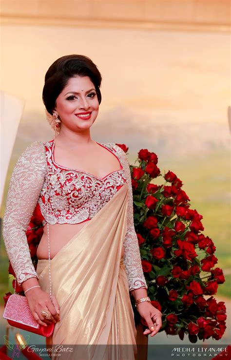 Sri Lankan Actress Satin Saree Victoria Secret Fashion Show Saree
