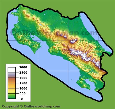 Costa Rica Physical Map