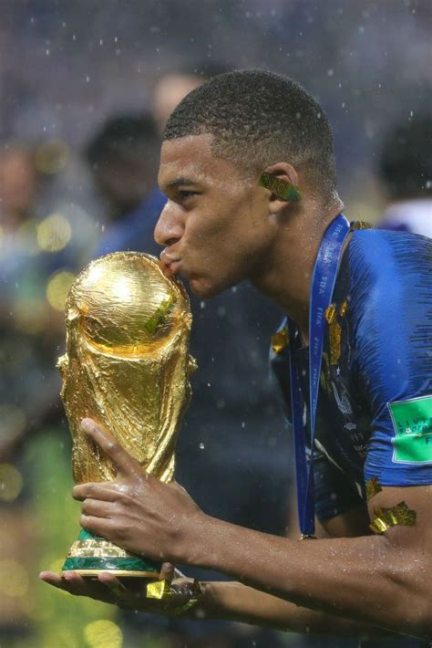 Moscow Russia July 15 Kyliane Mbappe Of France Celebrates With The World Cup Trophy