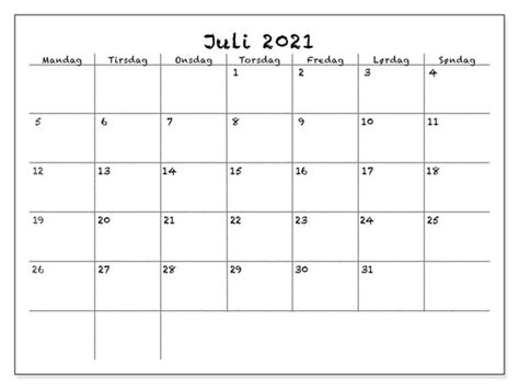 Kalender Juli 2021 Pdf Druckbarer 2021 Kalender