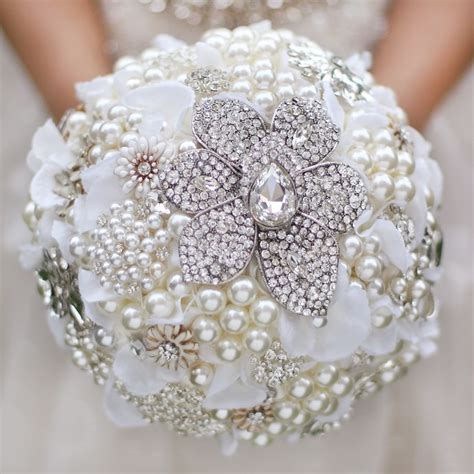 Custom Wedding Bridal Brooches Bouquet Ivory White Brides Bouquet