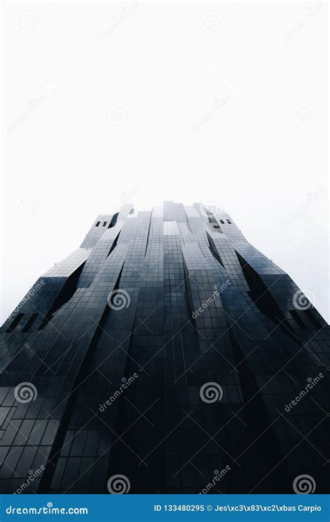 Black Skyscraper Background And White Sky Stock Image Image Of